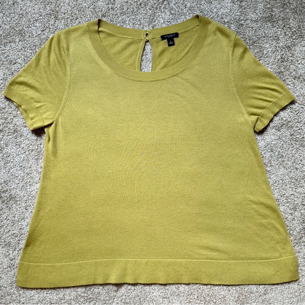 Ann Taylor Green Boxy Short Sleeve T-Shirt